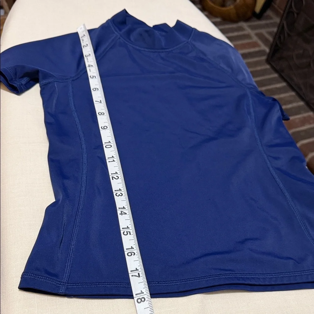 Lands' End Kids Short Sleeve Rashguard Shirt  Top in Navy Blue, Size Small (7-8)